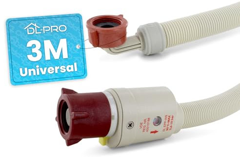 DL-pro Manguera de entrada universal Aquastop de 3 m, hasta 90 °C, para lavadora y lavavajillas