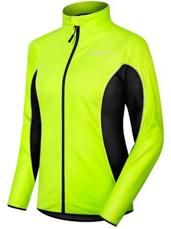 INBIKE Women's Cycling Jacket Biking Running Windbreaker Thermal Fleece Lined Reflective Coat for Cold Weather Winter Green Medium