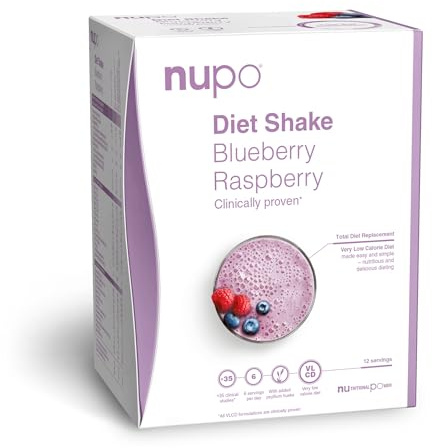 NUPO Diet Shake Arándano-Frambuesa - Batidos dietéticos de primera calidad para el control de peso I Batido sustitutivo de comidas probado clínicamente para el control de peso I 30 Raciones I Sin OMG