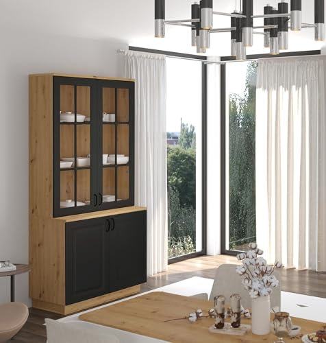Kuechen-preisbombe Küchenbuffet Stilo 100 cm Esszimmer Landhaus Grau Eiche Artisan Buffet Küche