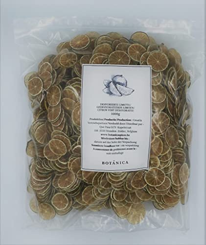 Fruits séchés, citrons vert séchés pour cocktail de gin, décoration de boissons à partir d'ingrédients 100 % naturels, sans sucre ajout, cadeau gin kit tranches 1 kg