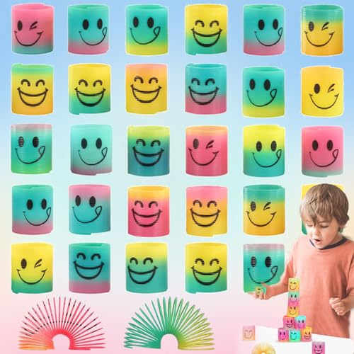 Brateuanoii 30 Stück Regenbogenspirale, Sprungfedern Spiralen Spielzeug, Feder Spirale Für Kinder Geburtstag, Slinky Rainbow Partygeschenke, Mitgebsel Kindergeburtstag 6 Jahre