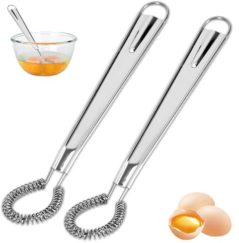 2 pz Fruste da Cucina in Acciaio Inossidabile,manuale frullatore per uova - Ideali per Uova, Panna, Salse e Altri Miscelatori Manuali - Utensili da Cucina Essenziali (2PCS)