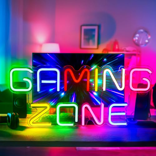 Panneau lumineux néon, one de jeu néon signe Enseigne au néon Cool alimentée par USB Art Décoration Murale pour Salle de Jeux chambre Bar faire la fête Garçons Cadeau pour les joueurs