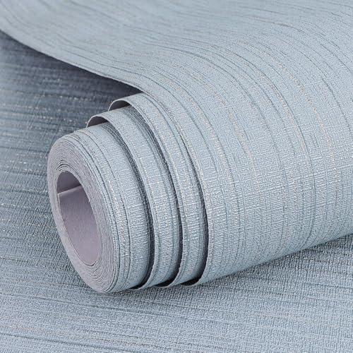 Arthome Strukturiert Selbstklebende Tapete,Klebefolie Möbel Vinyl Möbelfolie Wasserdichte Dekorative Aufkleber für Schlafzimmer Schränke Abnehmbare Wandverkleidung,Grau Blau Grastuch,60cmx5m