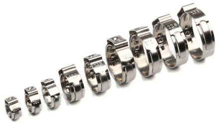 45/80/100 pièces pince de serrage d'oreille en continu Kit de colliers de serrage à oreille unique en acier inoxydable avec pince à sertir anneaux de pincement pour tuyaux de tuyau, 100 pièces pince d