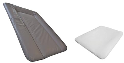 Steff - Set - Wickelauflage - 70x50 cm - Taupe + Wickelauflagenbezug - Weiß - Qualitätssiegel OEKO-TEX Standard 100