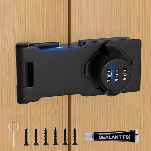 Bifold Door Lock - Closet Lock 3-Digit Anti-Pry Keyless Cabinet Locks with Combination - 180 Degree Password Hasp Locks Closet Double Door Lock for Folding Barn Shed Garden Pantry Cupboard 4.5Inch