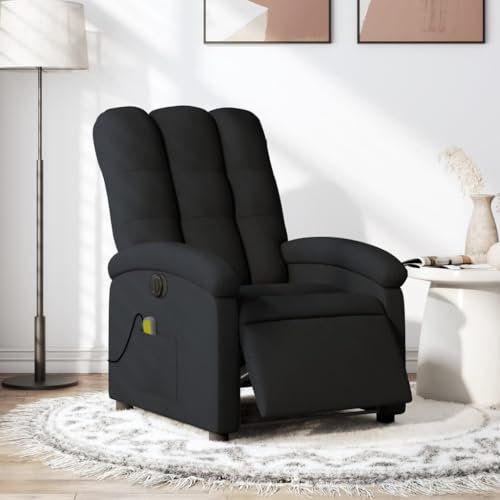 Homgoday Massagesessel Elektrisch Fernsehsessel Relaxsessel mit Liegefunktion Ruhesessel Polstersessel TV Sessel, Verstellbare Rückenlehne, für Wohnzimmer Schwarz Stoff