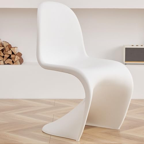 WEIDPHL Fußhocker Aus PP-Kunststoff, Ruhesitz, Minimalistische Ottomane, Make-Up-Stühle, Stapelbarer Stuhl Mit Rückenlehne Aus Kunststoff Für Esszimmer, Wohnzimmer, Schminktisch,Weiß