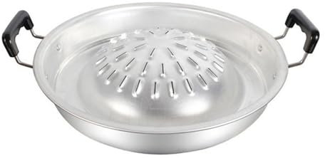 ZGFHLI Thai-Korean Grill Pan Grill Attachment, Stainless Steel Griddle Stove Top Non-Stick Camping Grill Pan Round Grill Pan for Grilling at Home,Silver