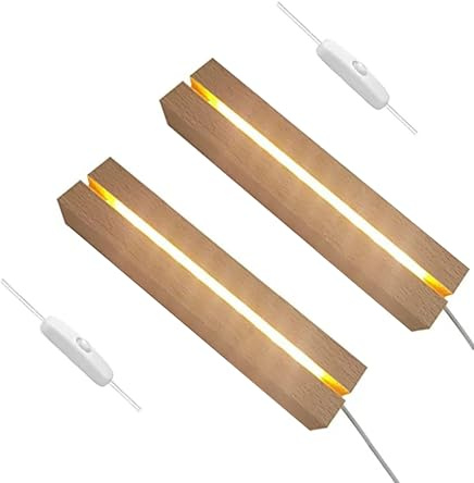 6 inch Rectangle Display Pedestal, Warm Color Rectangle Led Lights Display Base, Crystal Wooden Lighted Base Stand for Acrylic, Crystal, Night Light, Glass Resin Art