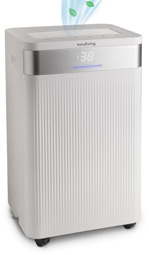 Innoliving Deumidificatore 20-40L, Modalità Asciugatura e Purificazione, Gas R290 Eco-Friendly, Timer 24h, Digitale, Capiente, Sbrina Autom (30L al Giorno (Serbatoio 5.5 Litri) con Purificazione Aria)
