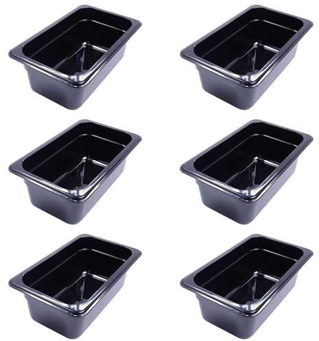 AcMax 6 recipientes GN 1/4 Gastronorm GN, 2,8 litros, profundidad de 100 mm, plástico, color negro