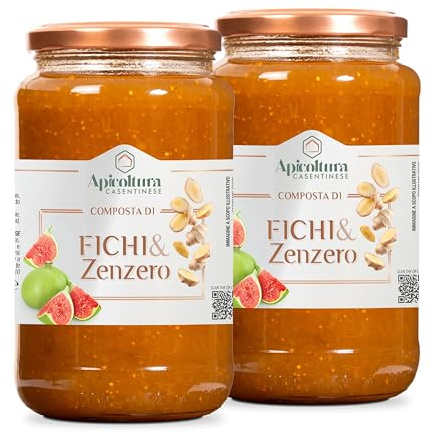 Apicoltura Casentinese, Composta di Fichi e Zenzero, Linea Gourmet, 2 Vasetti da 600 g