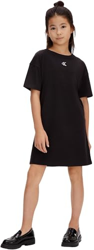 Calvin Klein Bambina Abito a T-Shirt Monogram con Scollo Rotondo, Nero (1716 Black), 6 Anni