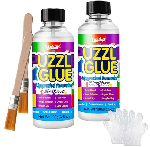 Jigsaw Puzzle Glue - 200g Clear Puzzle Sealer For Sealing and Gloss Enhancement on Paper/Wooden Puzzle, Puzzle Frame Glue for 1000/3000/5000 Pieces of Puzzles, Quick-Dry & Water-Based Puzzle Saver