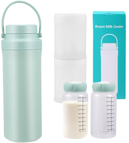 Enfriador de Leche Materna Portátil para Exteriores, Bolsa Térmica 620ml con 2 Biberones 300ml, Enfriamiento Total de 360° Frescura 24 Horas, para Lactancia, Guardería, Trabajo, Viajes