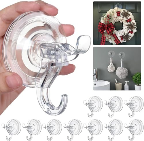 Antimbee Saugnapf Haken, 10 Stück Saughaken Extra Stark ohne Bohren, Wiederverwendbar Handtuchhalter Saugnapf, Vakuum Saugnapfhaken für Fenster Glas Bad Küche Badezimmer Holzbrett Gipswand, Max 5KG