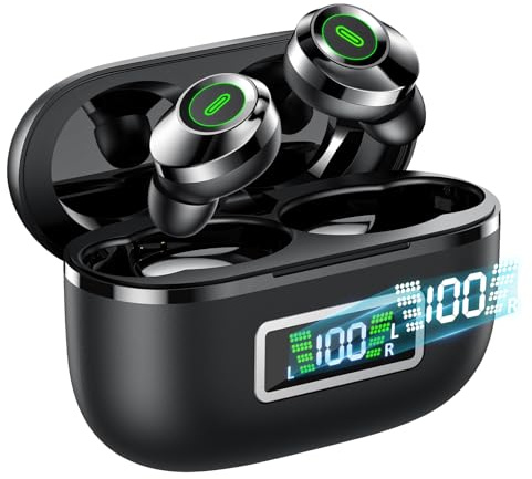 PIAAUORRS Wireless Earbuds, Bluetooth 5.4 Headphones in Ear with Mic HiFi Stereo Noise Reduction, Wireless Earphones IP7 Waterproof Touch Control LED Display Headset USB-C