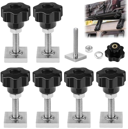 Adattatore per Binario a T,6pcs Track Kit Bulloni a T,Acciaio Inox Viti Scorrevoli T,Viti Scorrevoli Adattatore con Dadi e Rondelle,Adattatori per Scanalature a T per Supporti Ringhiere Portapacchi