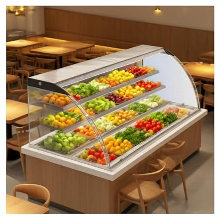 LVLDAWA Kühlvitrine Für Die Theke Gewerblicher Brotschutz Aus Gebogenem Hartglas Transparente Thekenvitrine Mit Schiebetür Für Cafés Und Restaurants(80X53X50CM)