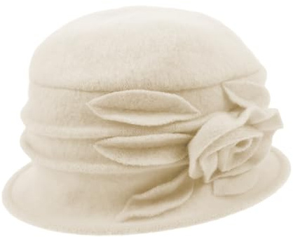 DIKACA Eleganter Damen Wollklapphut mit Atmungsaktivem Material in Beige und Bequemer Innenfütterung für Stilvolle Winterausflüge und Modische Anlässe