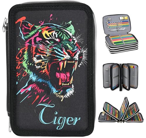 QingWing Trousse Scolaire 3 Compartiments, Grande capacité, Plusieurs Fermetures é Clair Trousse 3 Compartiments, Espace pour Divers Articles de Papeterie, Convient aux Enfants, Garçons Filles (Noir)
