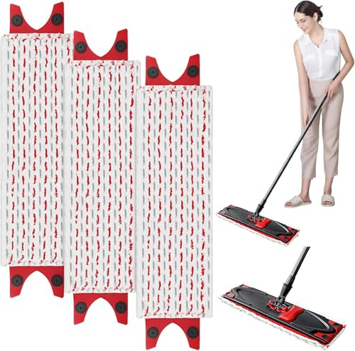 OulQinyhome 3 Pezzi Ricambi Panni in Microfibra per Mocio Testine Extra Larghe Lavabili in Lavatrice Riutilizzabili per Pulizia Profonda Compatibili