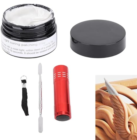 Jectse Putty de Resina de Alta Dureza, Arcilla Adhesiva de Luz Rápida, Ideal para Modelos, Manualidades y Arte de Uñas con, Kit de Relleno de Reparación de Curado de Luz para