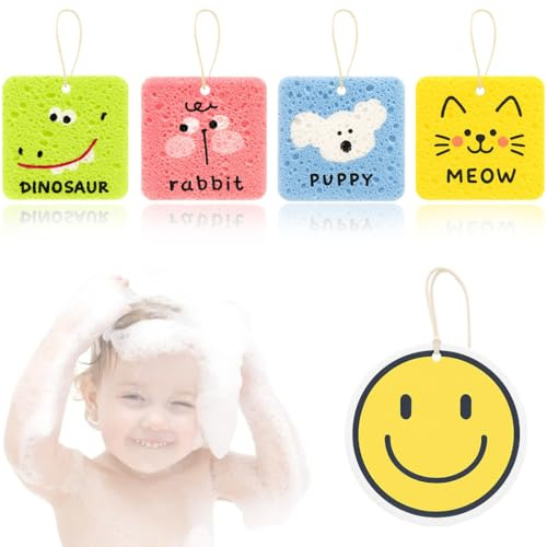 JEYORZY 5 PCS Esponja Baño Bebe, Esponja Baño Niños, Esponja Ducha Niños,Esponja de Konjac para el Baño del Bebé,Esponjas Hidrófilas para Bebés,Linda Forma, del Bebé Herramientas de Baño para Niños