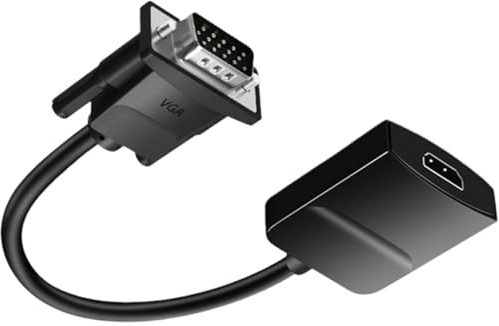 DLUKENY Adattatore HDMI VGA 1080P con cavo di alimentazione capacità di sincronizzazione del suono, perfetto per presentazioni, giochi e home theater, PC, VGA a Hdmis adattatore per HDTV