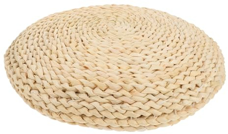 Garneck Cojín Redondo De Tatami Japonés 30x30 Cm Tejido Cáscara De Maíz y Relleno De Seda para Meditación y Yoga, Artesanal, para Sala De Estar, Decoración De Hogar, 1 Unidad