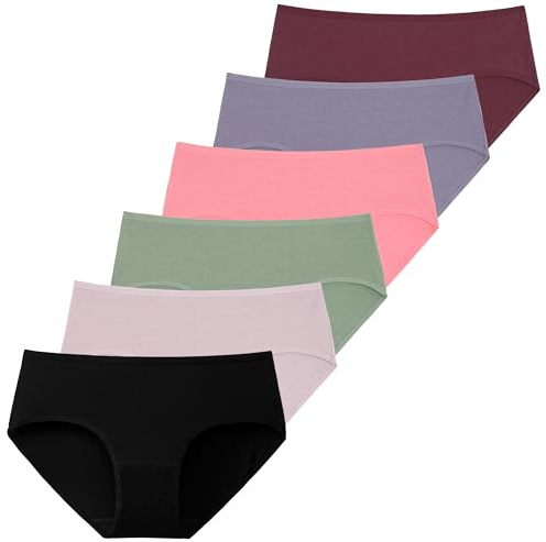 INNERSY Underbyxor dam bomull andas hipster underkläder basic bekväma trosor 6-pack, Klassisk diskret flerfärgad, M