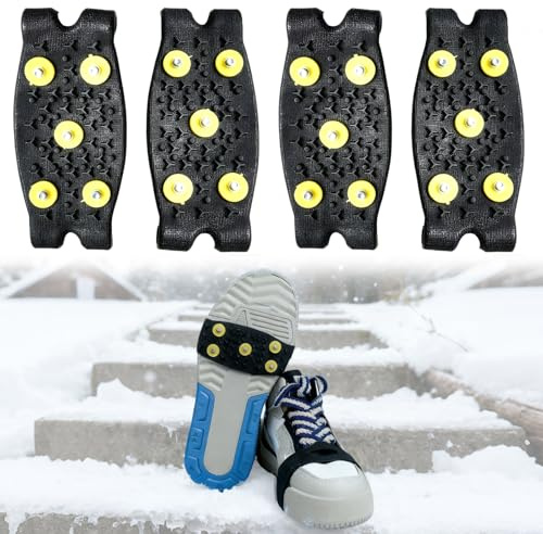 2 Paar rutschsichere Winterschuh-Spikes, elastische Schuhspikes, Stiefelspikes, Krebs, Stahlspikes, leichte Stacheln zum Anziehen auf Eis, Schnee, Wandern, Outdoor Aktivitäten