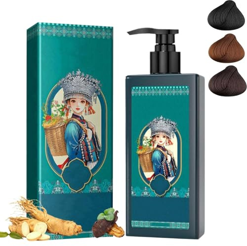 Tintura per capelli con estratto vegetale per capelli grigi, tintura per capelli vegetali naturali, colore delicato a lunga durata, shampoo nutriente per tinture per capelli (2 pcs)