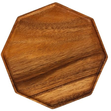 Didiseaon Plateau de Service en Bois Doux Grand Format Plateau de Rangement Desserts Assiette Pratique pour Collations Outil de Stockage Alimentaire pour Café Restaurant et Maison