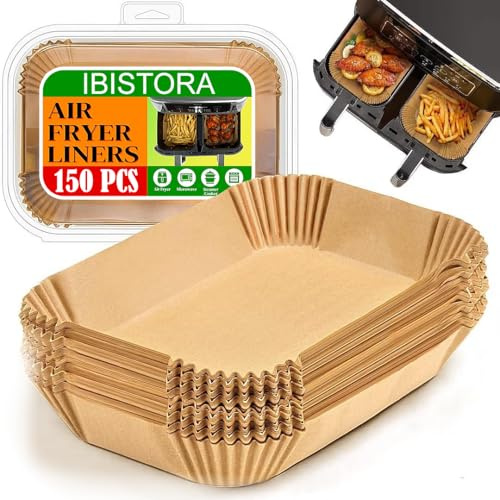 150pcs Disposable Air Fryer Paper Liners – Non-Stick Liners for Air Fryers, Oil Proof & Heat Resistant Baking Paper for Ninja, Cosori & Dual Basket Air Fryers – Easy Clean Cooking Accessories
