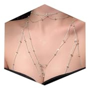 WillTen 2-in-1 Necklace And Bra Chain Jewelry for Women Rhinestone Body Chain with Necklace Silver Bra Chains Top Lingerie Sexy Body Chain Belly Chain Waist Chain Jewelry for Summer Beach