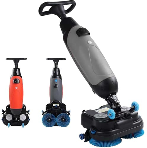 Heavy-Duty Floor Scrubber Buffer Polisher Machine, Multi-Functional Floor Cleaner for Hardwood, Tile, and Carpet, with Solution Tank, 2 Brushes and 2 Scouring Pads