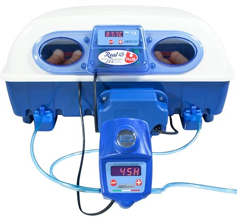 Borotto Real 49 Plus Expert | Incubadora de Huevos Automática Profesional 49 Huevos o 196 Pequeños con Volteador de Huevos Automático, Sistema Antibacteriano y Humidificador Sirio | Made in Italy