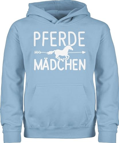 Kinder Hoodie Jungen - Pferd - Pferde Mädchen - Pferdemädchen - 140 (9/11 Jahre) - Hellblau - pferdepulli pferdepullover reiten fjordis pullover pferdepullies reithoodies pferdeliebhaber ich geh
