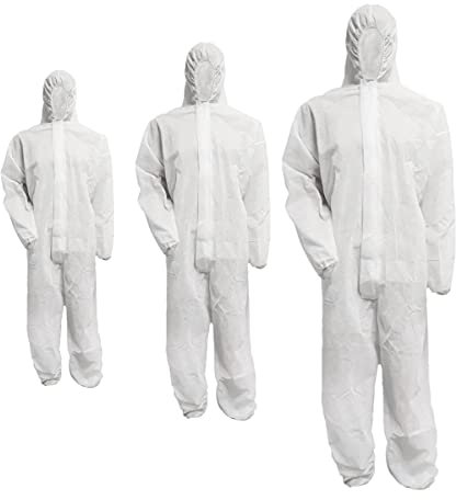Bohrfux 10 Stück PP Einweganzug Schutzanzug Overall mit Kapuze Maleranzug 40g/m² Gr. L-XXXL Weiß (XL)