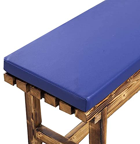 Cojín de banco suave de piel sintética para silla de 100 x 40 cm, antideslizante, impermeable, alfombrilla de asiento extraíble para muebles de interior y exterior, jardín, patio, color azul