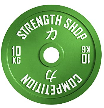 Strength Shop - Dischi per manubri calibrati - neri, ogni coppia da 0,25 kg a 25 kg - 50,5 mm (Adatti per tutte le barre olimpiche) - Tolleranza di peso di +/- 10 g (2 x 10 kg)