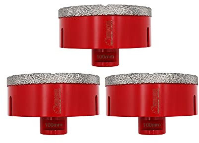 SHDIATOOL Diamond Core Drill Bit,Hole Saw Diameter 100MM 4 M14 Thread Vacuum Brazed for Concrete Granite Marble Porcelain Tile Masonry Brick,3PCS