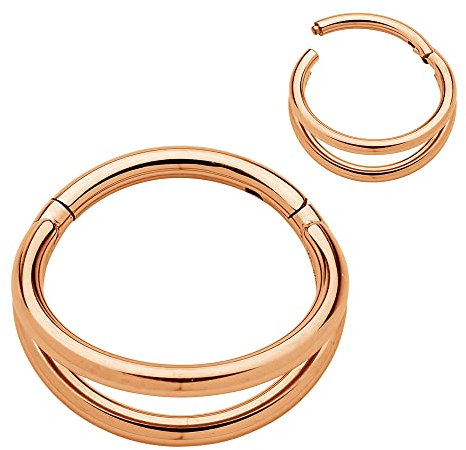 365 Sleepers (10mm) Titan 1,2 mm Doppelring Segment Nasenring Hoop Knorpelohrring Septum Clicker Ring Klappbarer Lippen Conch Daith Helix Rook Tragus Lobe Snug Piercing Schmuck