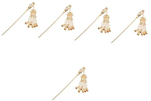 BIUDECO 5pièces Dangle Tassel Hair Stick Épingle à Chignon Vintage Perles Pour Coiffure Élégante Et Accessoires De Mariage