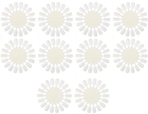 Cartella Colori per Unghie in Plastica Smalto Semipermanente Tavolozza per Gel Finto Ovale Rotondo Set 10 Pezzi Espositore per Unghie Suggerimenti Falsi Smalto per Unghie e