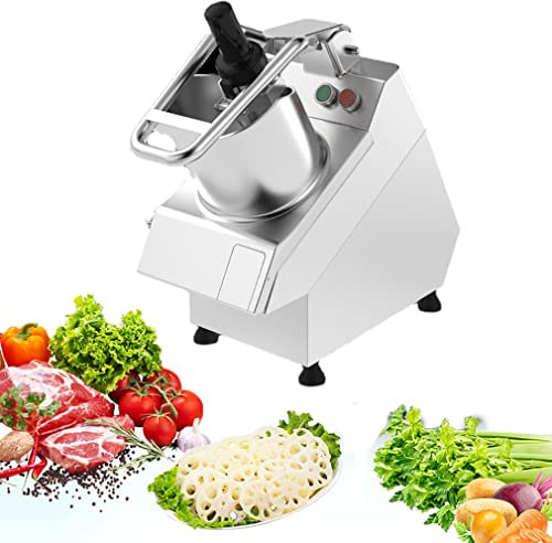 Cortador de verduras automático multifuncional comercial, rebanador de cebolla y patata de 550 W Viene con 6 cabezales de corte, cortador eléctrico de frutas y verduras de 250 kg/h para cantina